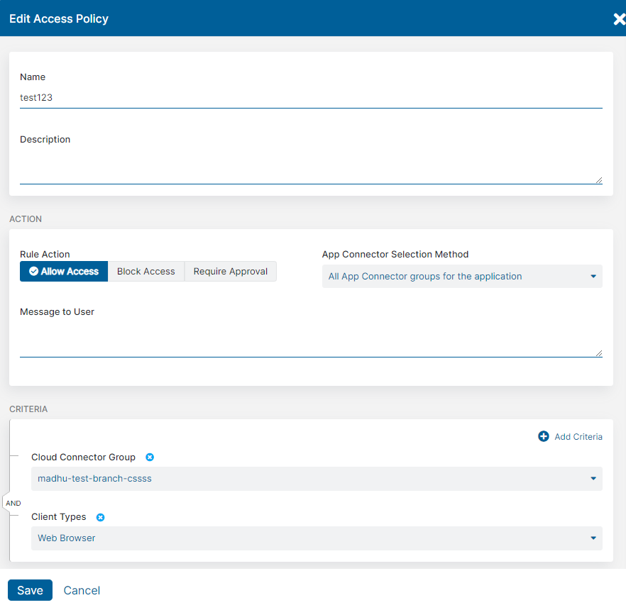 Editing Access Policies Zscaler